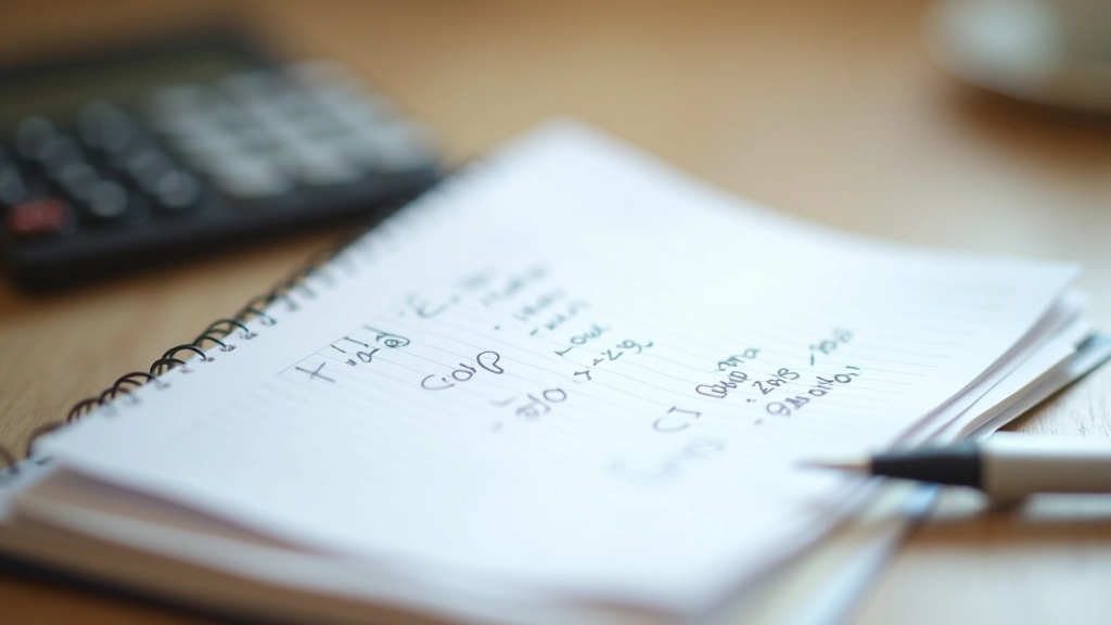 Detailed notebook with tax calculations, pen, and calculator for tracking income and expenses